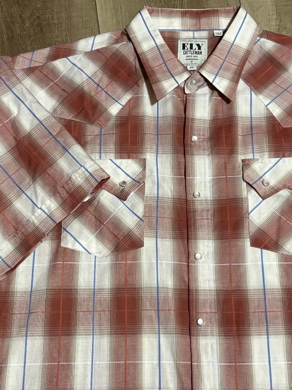 ELY CATTLEMAN Western Plaid Shirt Men's XXL Pearl Snap